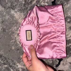 Gucci Pink Cosmetic Bag with Ruched Design